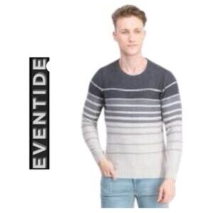 Eventide Men's Striped Gray Crewneck Sweater